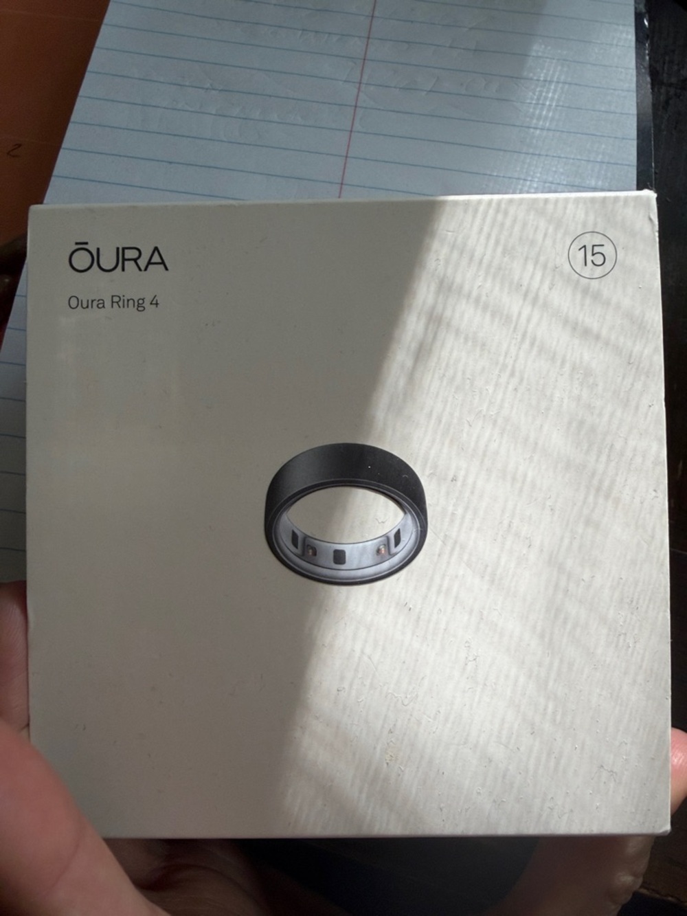 Oura Ring 4 Black with Silver Interior (Size 15)